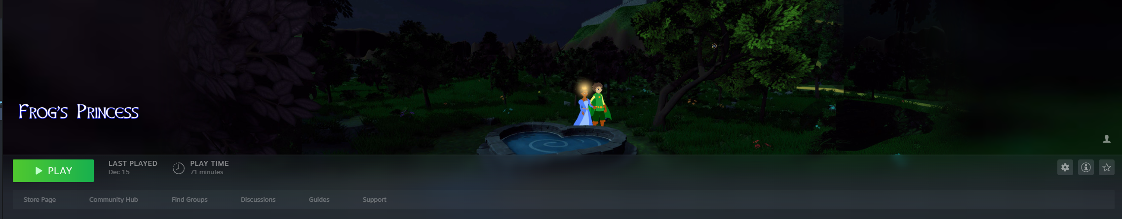 Frog's Princess Steam header with green Play button