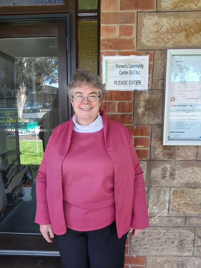 Picture of Kathy outside the Women's Community Centre (SA) Inc