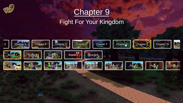 Chapter 9 Scene 1 Contents showing a thumbnail image for each page