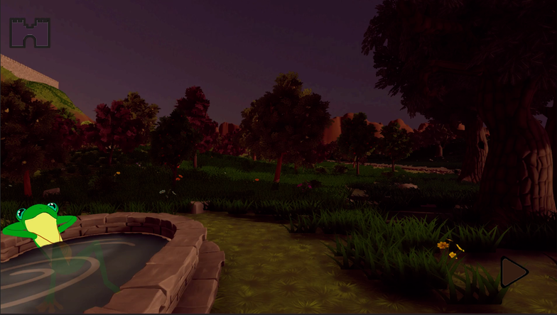 Frog bathing in the well at twilight
