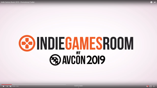 Logo for Indie Games Room at AVCon 2019