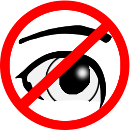 Picture of eye with bar across it
