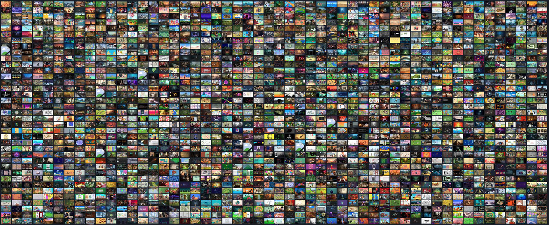 Grid of 52 images across by 37 down, each small image representing a game.  The Frog's Princess thumbnail is in the position 40 across, 21 down.Picture