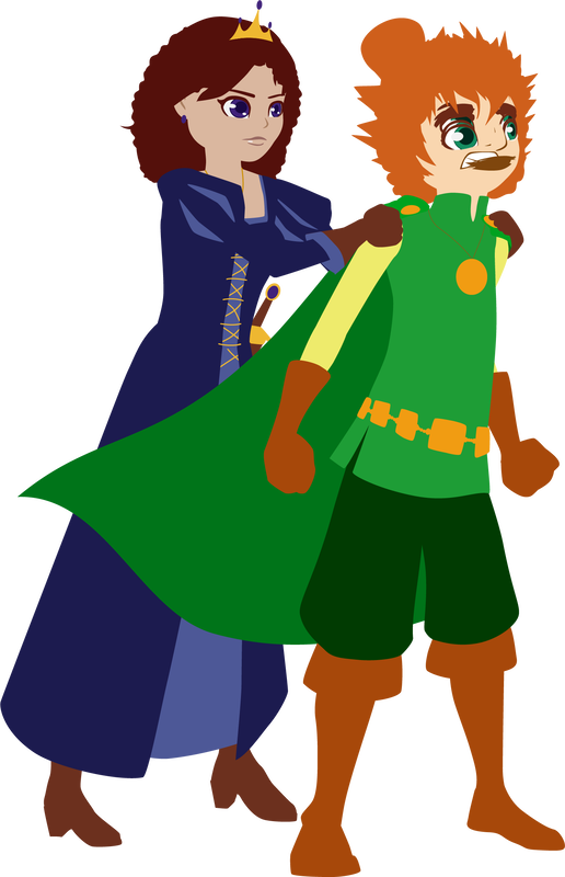 Hilda grabbing Francis's shoulders