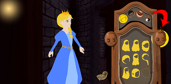Mirror on right with princess head button selected shows princess appearance options