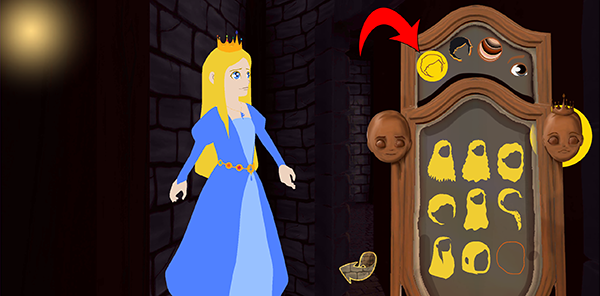 Mirror showing hair style options for princess