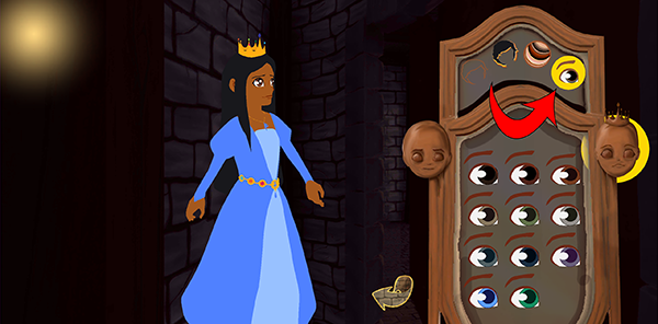 Mirror showing eye colour options for princess