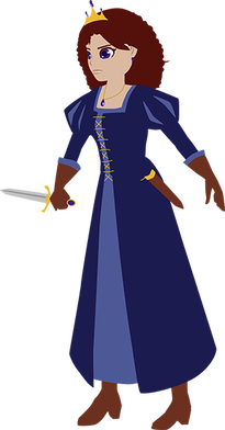 Princess Hilda holds her dagger threateningly.