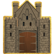 Stone castle outlined in gilt for use as Home button