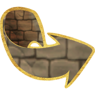 Forward arrow made of stone outlined in gilt