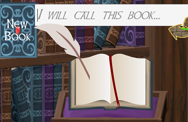 Picture of Blank book with sign above it saying: 