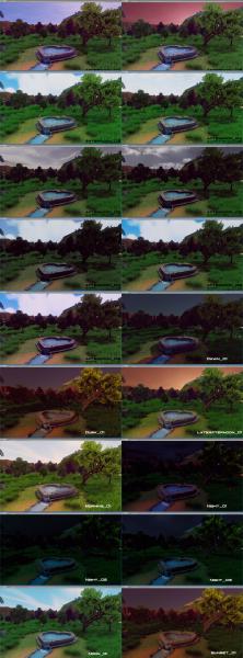 The different times of day as shown in various parts of the game